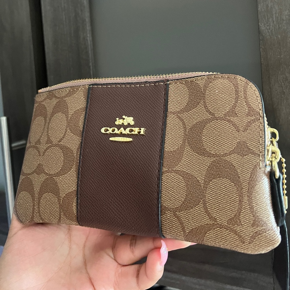 Coach wristlet clutch with shoulder strap